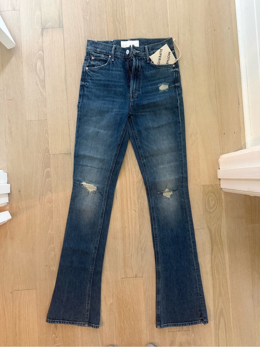 MOTHER High Waisted Runaway Slice Heel in Morning Chores